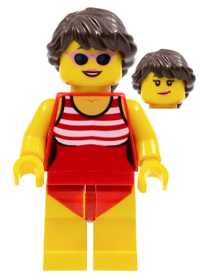 LEGO® Minifigure Beach Tourist Female with Red Bathing Suit (twn336) - USED