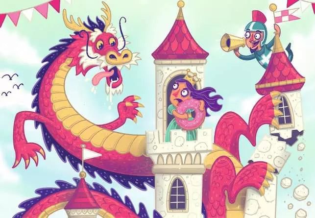 Puzzle & Play: The Donut Dragon, 2 x 24 Piece Kids Puzzle and Castle Playset
