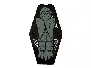 10304pb02 Part Black Container, Coffin Lid with Light Bluish Gray Vampire and White Cobwebs Pattern