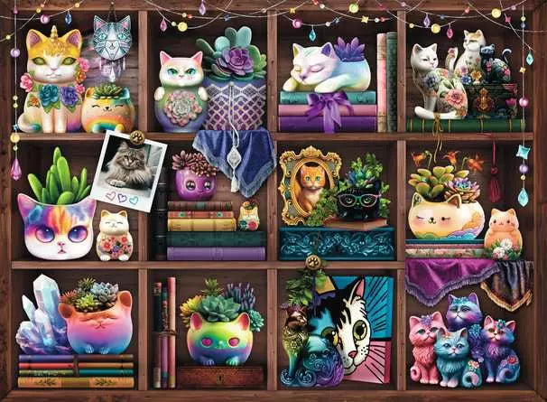 PUZZLE RENTAL: Cubby Cats and Succulents- 500 Piece Puzzle