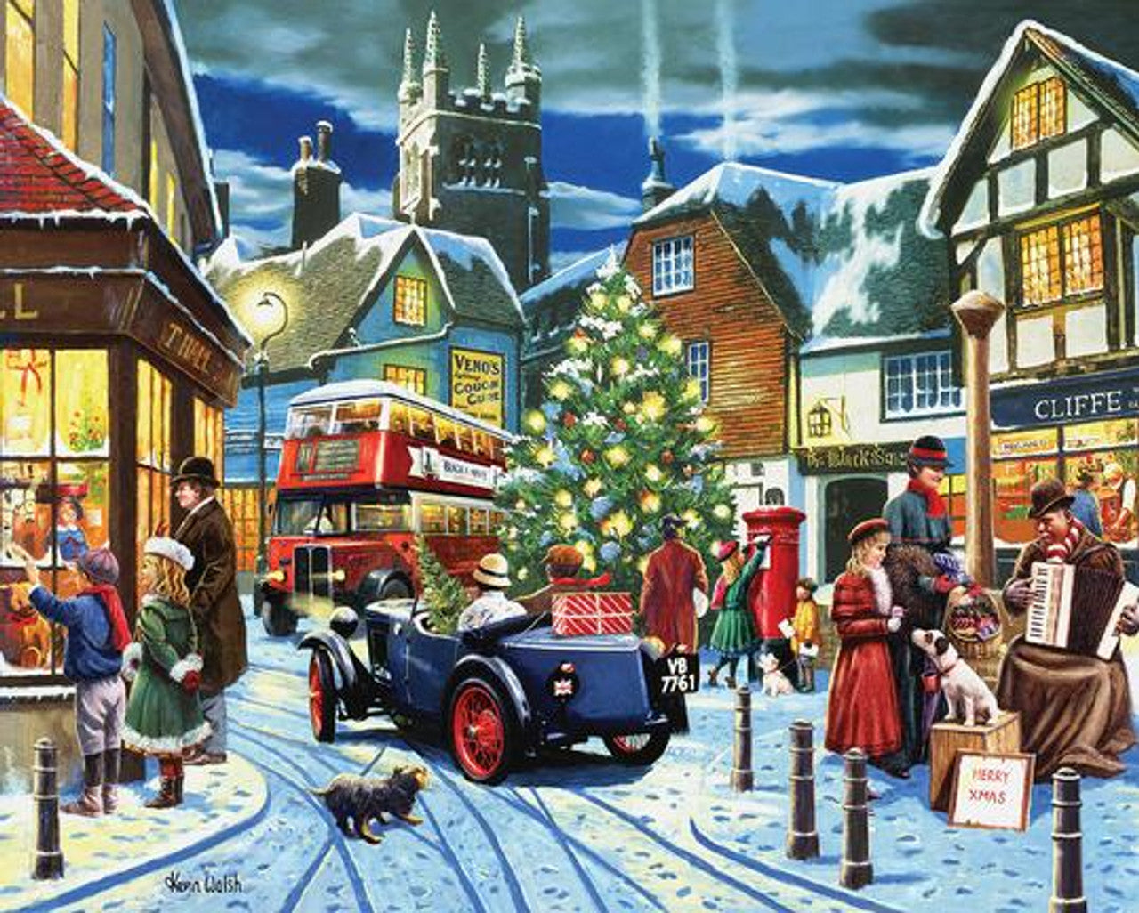 White Mountain Christmas Village 1000 Piece Jigsaw Puzzle