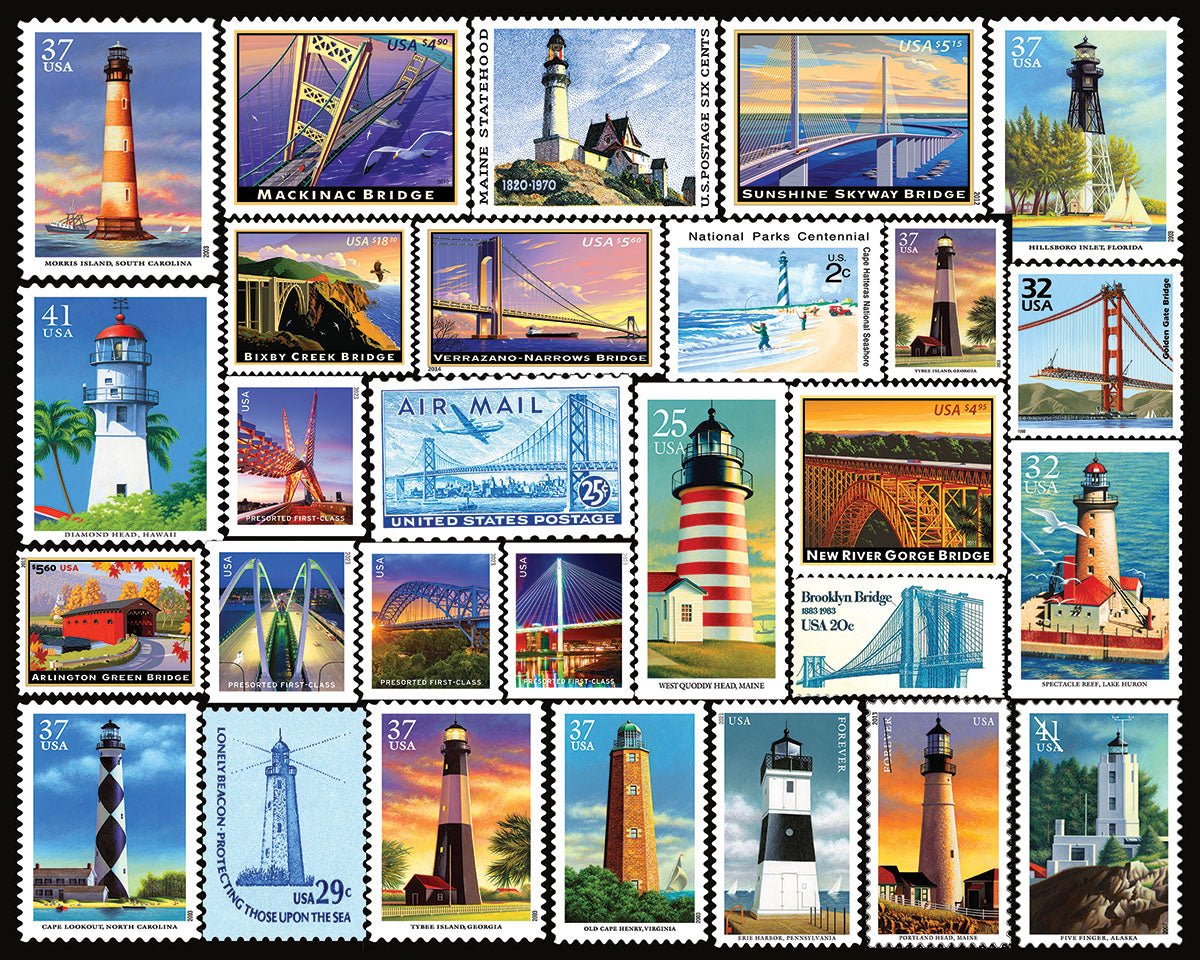 White Mountain Lighthouses and Bridges - 1000 Piece Jigsaw Puzzle