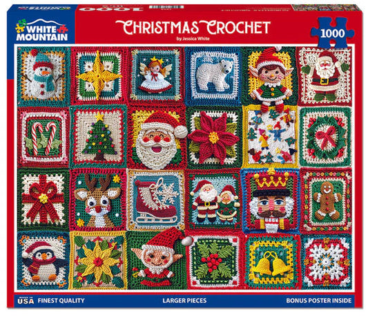 White Mountain Christmas Crochet 1000 Piece Jigsaw Puzzle