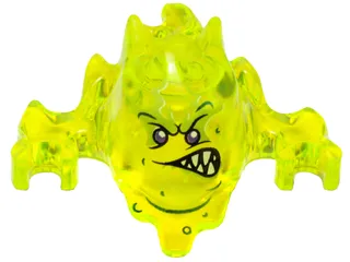 19861pb01   Part    Trans-Neon Green   Minifigure, Headgear Mask Ninjago Skreemer with Dark Purple Eyes and Mouth Lopsided with White Pointed Teeth Pattern