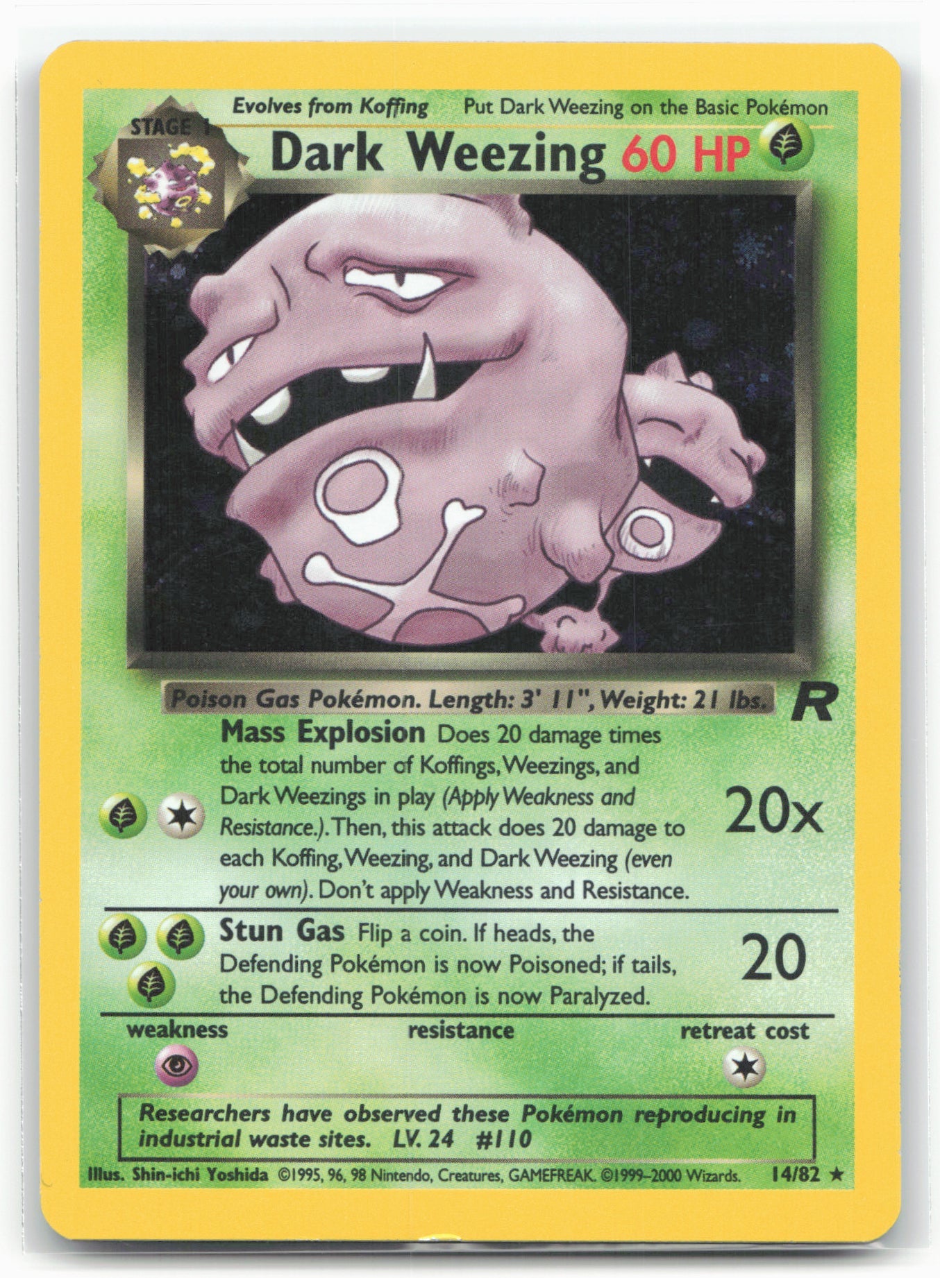 Pokémon Team Rocket Dark Weezing 14/82 Holo Rare – Unlimited Edition – Near Mint (NM)