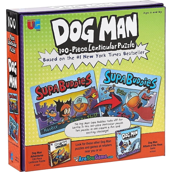 FINAL SALE: Dog Man Supa Buddies Lenticular Jigsaw Puzzle: 100 Pieces