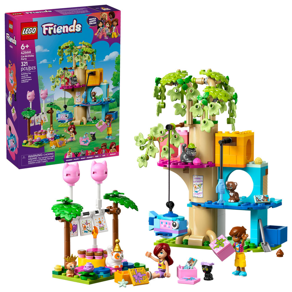 AVAILABLE NOW! LEGO® Friends Cat Birthday Party & Tree House 42666