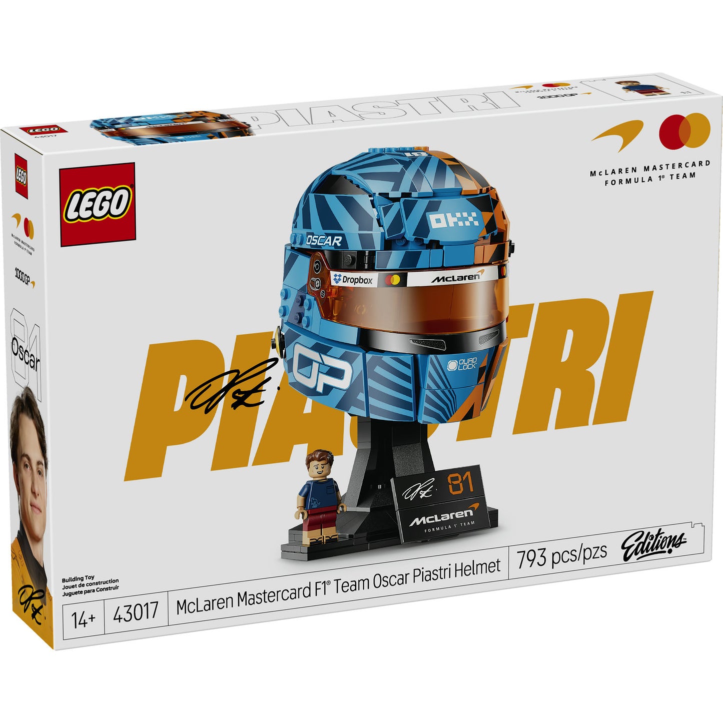 LEGO® Editions Formula 1 McLaren Mastercard F1 Team Oscar Piastri Helmet 43017