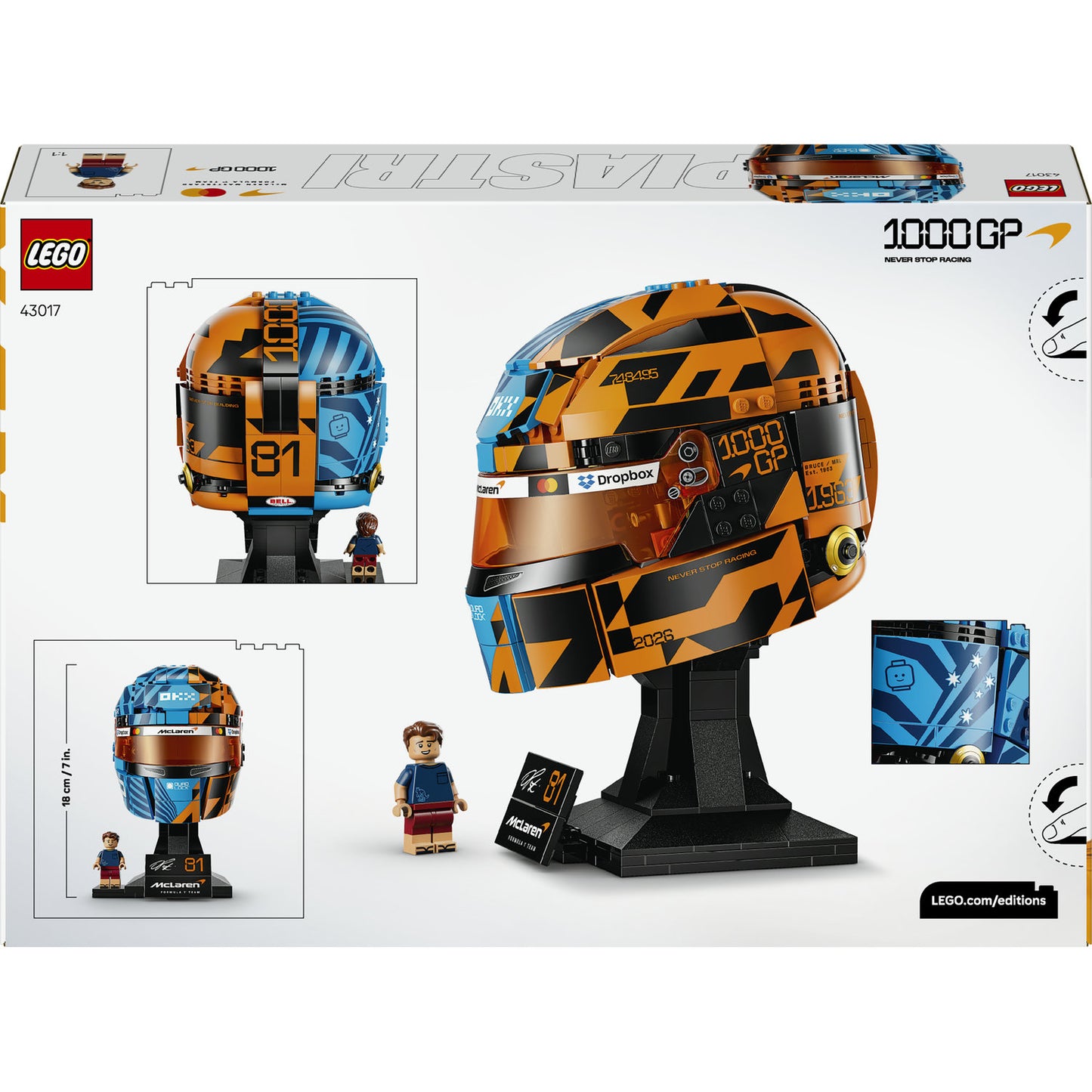 LEGO® Editions Formula 1 McLaren Mastercard F1 Team Oscar Piastri Helmet 43017