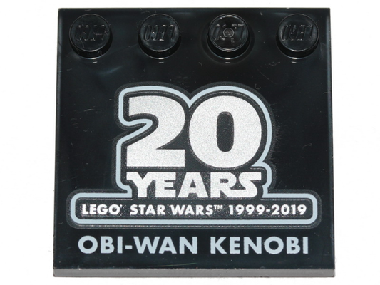 6179pb163   Part    Black   Tile, Modified 4 x 4 with Studs on Edge with SW '20 YEARS LEGO STAR WARS 1999-2019' and 'OBI-WAN KENOBI' Pattern