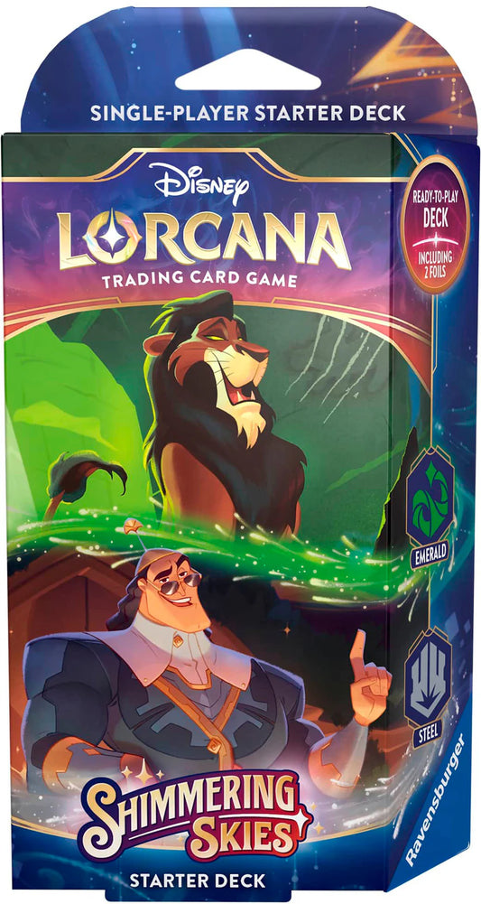 Disney Lorcana: Shimmering Skies Starter Deck, Emerald & Steel (Scar & Cronk)