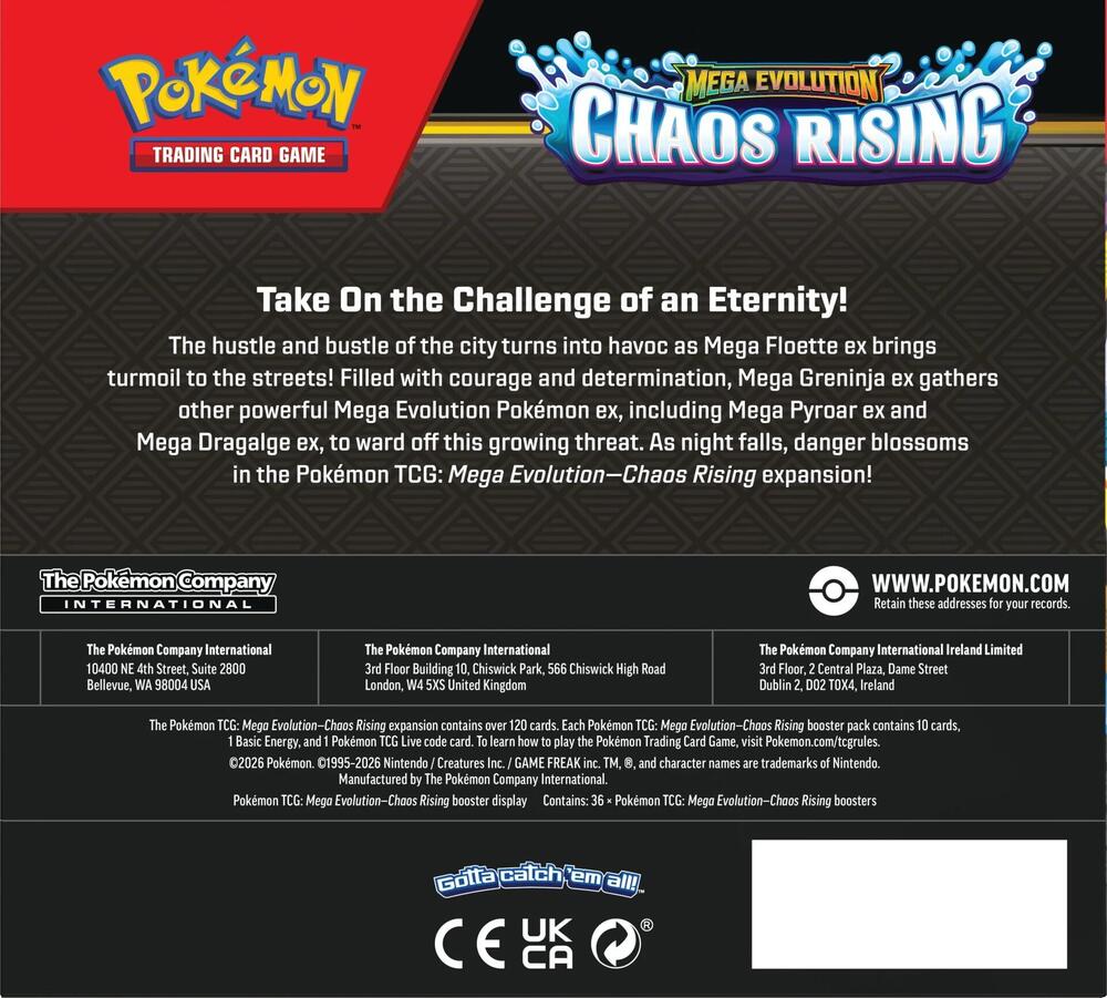 Pokémon TCG Mega Evolution Chaos Rising Booster Box ME04 - LIMIT 3