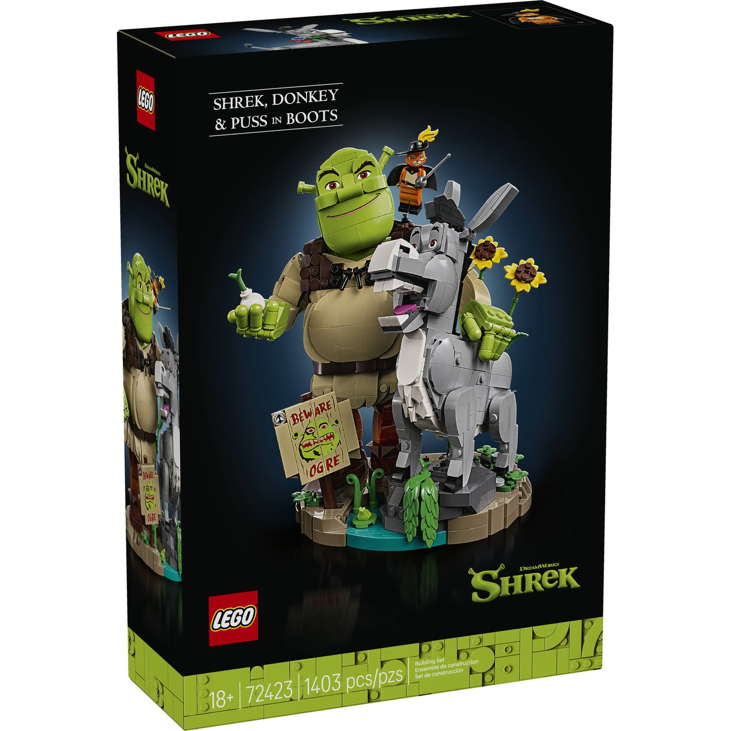 PREORDER NOW! LEGO® Disney™ Shrek, Donkey & Puss in Boots 72423