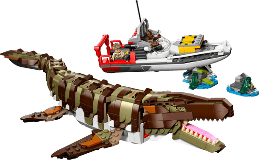 LEGO® Jurassic World Brick-Built Mosasaurus Boat Mission 76974