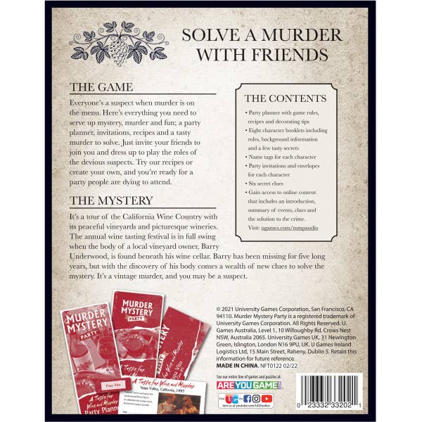 A Taste for Wine and Murder-Murder Mystery Games