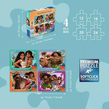Ravensburger Moana 2 - 4 Puzzle in a Box (12p, 16p, 20p, 24p)