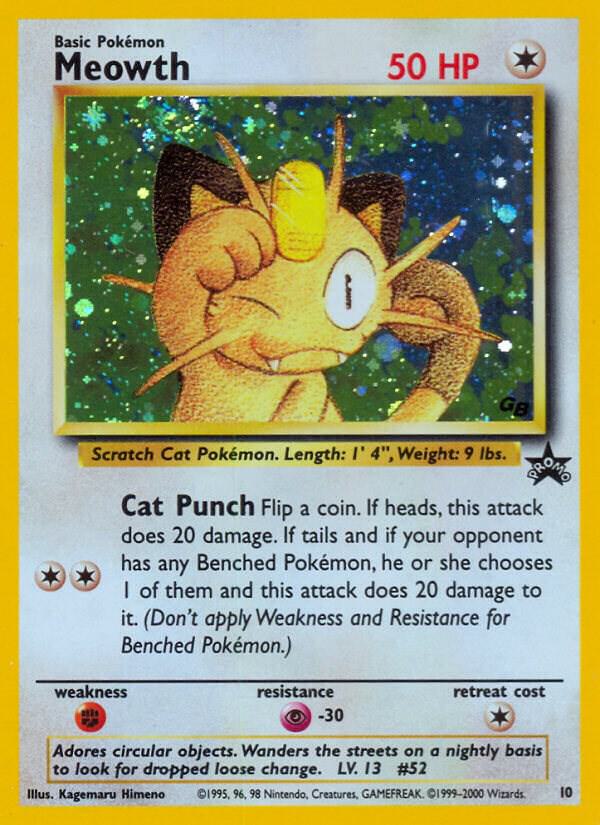 Meowth Black Star Promo 10 Vintage Pokémon Card - NM