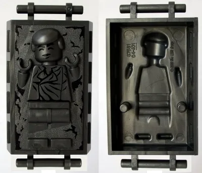 87561pb01   Part    Pearl Dark Gray   Minifigure, Utensil Carbonite Block with Bar Handles with Han Solo Pattern [sw0978]