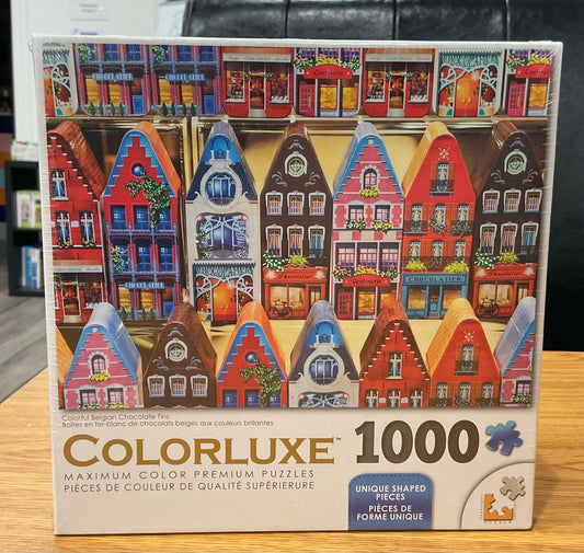 Colorful Belgian Chocolate Tins 1000 Piece Puzzle | Colorluxe Art
