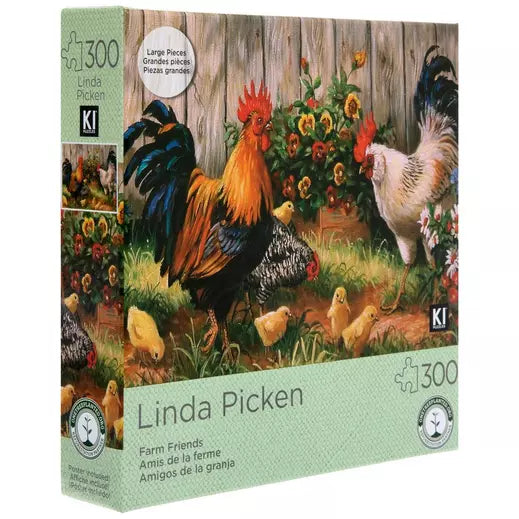Farm Friends 300 Piece Jigsaw Puzzle | KI Puzzles Large Piece Art