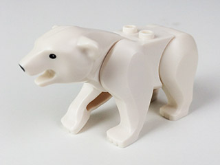 98295c01pb01 Part White Bear with 2 Studs on Back with Black Eyes and Nose Pattern (Polar Bear)