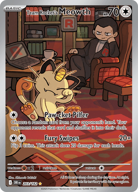Team Rocket's Meowth 203/1822 IR Destined Rivals NM