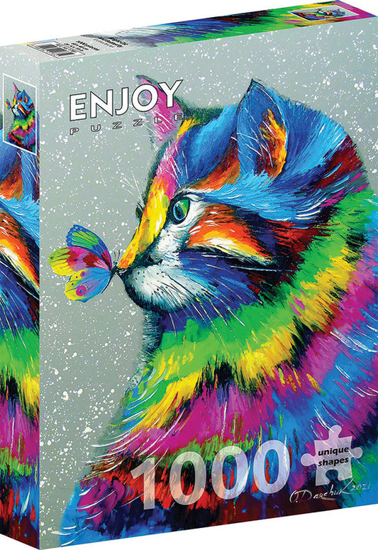 Bright Cat and Butterfly | 1000 Piece Puzzle