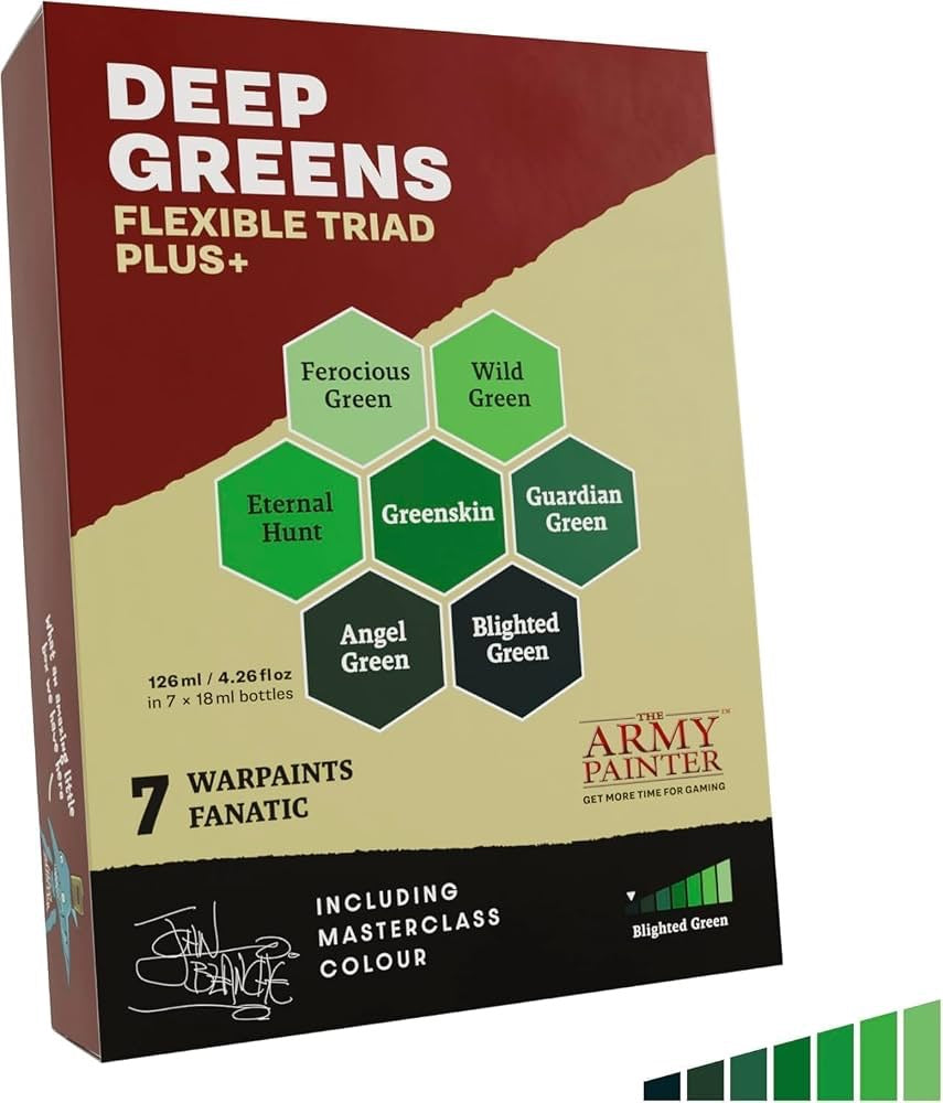 Deep Greens Flexible Triad PLUS+ Acrylic Paint Set (7 Colors)