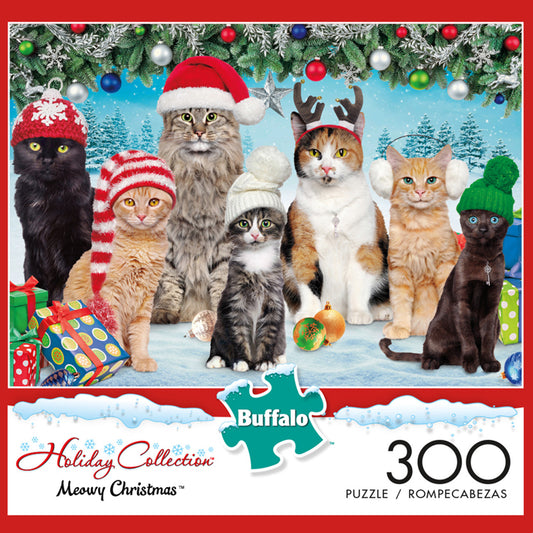 Adorable Animals Meowy Christmas 300 Large Piece Jigsaw Puzzle