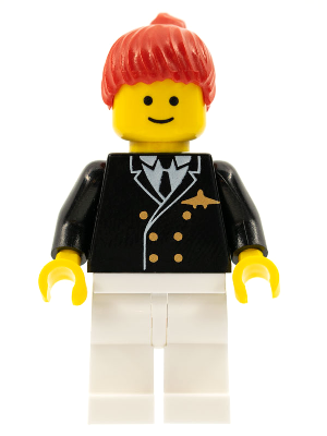 LEGO® Minifigure Airport - Pilot, White Legs, Red Ponytail Hair (air015) - USED