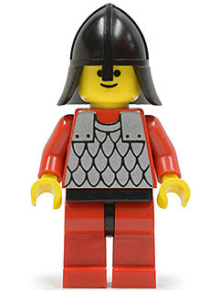 cas162 Minifigure Scale Mail - Red with Red Arms, Red Legs with Black Hips, Black Neck-Protector