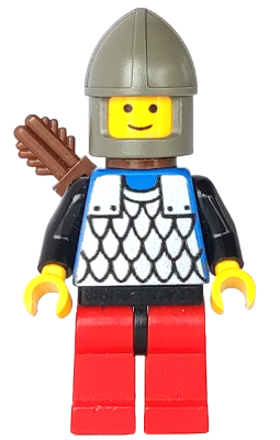 LEGO® Minifigure Scale Mail - Blue, Red Legs with Black Hips, Dark Gray Chin-Guard, Quiver (cas287)