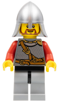 cas450 Kingdoms - Lion Knight Scale Mail with Chest Strap and Belt, Helmet with Neck Protector, Brown Beard Rounded