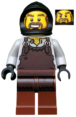 cas492 Minifigure Kingdoms - Blacksmith with Dark Brown Apron