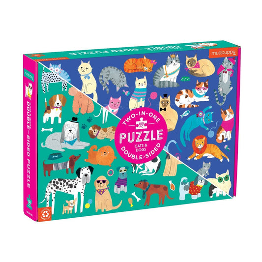 Mudpuppy: Cats & Dogs 100 Piece Double-Sided Puzzle