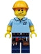 LEGO® Minifigure Carpenter - Orange hat, Light Blue shirt, and Dark Blue legs (col203)