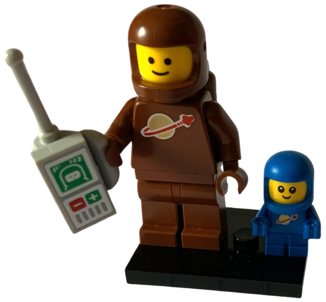 Brown Astronaut and Spacebaby, Series 24 (Complete Set with Stand and Accessories)