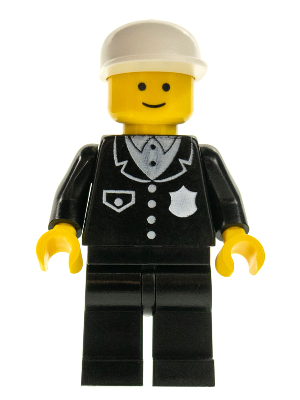 LEGO® Minifigure Police - Suit with 4 Buttons, Black Legs, White Cap (cop012)