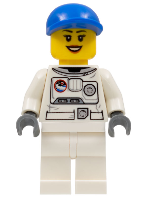 LEGO® Minifigure Spacesuit, White Legs, Blue Short Bill Cap, Eyelashes, Black Eyebrows (cty0225a)