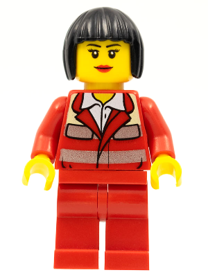 LEGO® Minifigure Paramedic - Red Uniform, Female, Black Bob Cut Hair (cty0271)