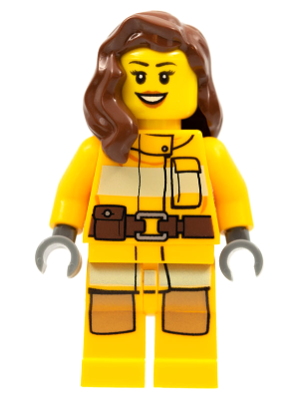 LEGO® Minifigure Fire - Bright Light Orange Fire Suit with Utility Belt, Reddish Brown Female Hair over Shoulder (cty0337)
