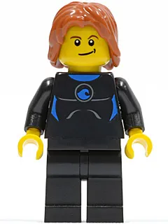 cty0407   Minifigure   Coast Guard City - Surfer in Wetsuit, Dark Orange Tousled Hair, Crooked Smile