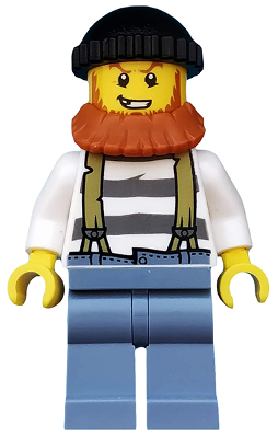 cty0513 Minifigure Swamp Police - Crook Male with Black Knit Cap and Dark Orange Beard