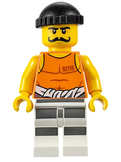 LEGO® Minifigure Police - Jail Prisoner 92116 Undershirt, Striped Legs, Black Knit Cap (cty0612)