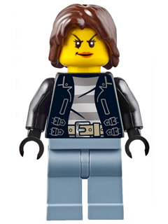 LEGO® Minifigure Police - City Bandit Crook Female, Sand Blue Legs, Dark Brown Mid-Length Tousled Hair (cty0645)