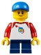 cty0662 Boy, Freckles, Classic Space Shirt with Red Sleeves, Dark Blue Short Legs