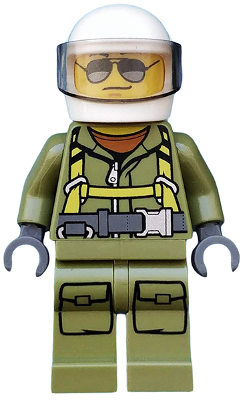 LEGO® Minifigure Volcano Explorer - Male Worker, Suit with Harness, White Helmet, Trans-Brown Visor, Sunglasses (cty0697) - Used
