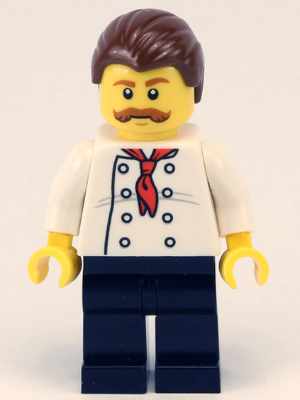 LEGO® Minifigure Pizza Van Chef, Black Legs, Reddish Brown Moustache - Dark Brown Hair (cty0711) - USED