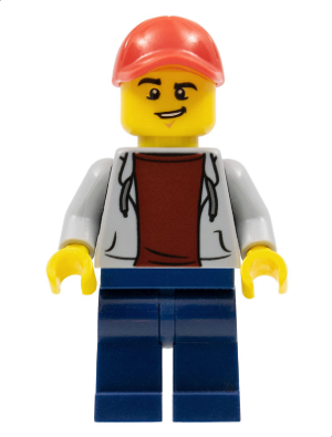 LEGO® Minifigure ATV Driver - Male, Open Hoodie, Dark Blue Legs, Red Cap (cty0728)