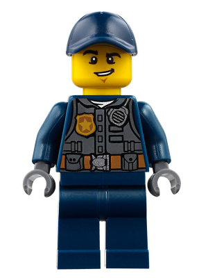 LEGO® Minifigure Police - City Officer with Dark Bluish Gray Vest with Badge and Radio, Dark Blue Legs, Dark Blue Cap (cty0734)